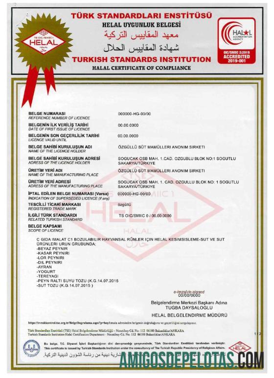 Certificado de Instituição de Normalização Turca 1 amostra